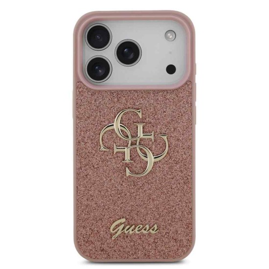 Husa Guess PU Fixed Glitter 4G Metal Logo pentru iPhone 17 Pro, Roz (Bakr, GUHCP17LHG4SGP) by www.silkase.ro