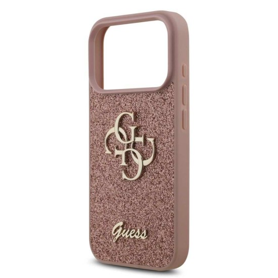 Husa Guess PU Fixed Glitter 4G Metal Logo pentru iPhone 17 Pro, Roz (Bakr, GUHCP17LHG4SGP) by www.silkase.ro