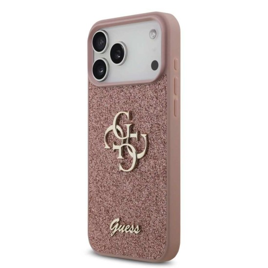 Husa Guess PU Fixed Glitter 4G Metal Logo pentru iPhone 17 Pro Max, Roz (Bakr, GUHCP17XHG4SGP) by www.silkase.ro