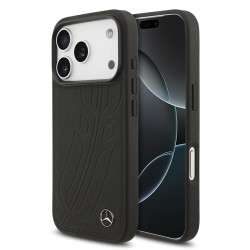Husa Mercedes Large Leather Lauer Leaves MagSafe pentru iPhone 17 Pro, Neagra