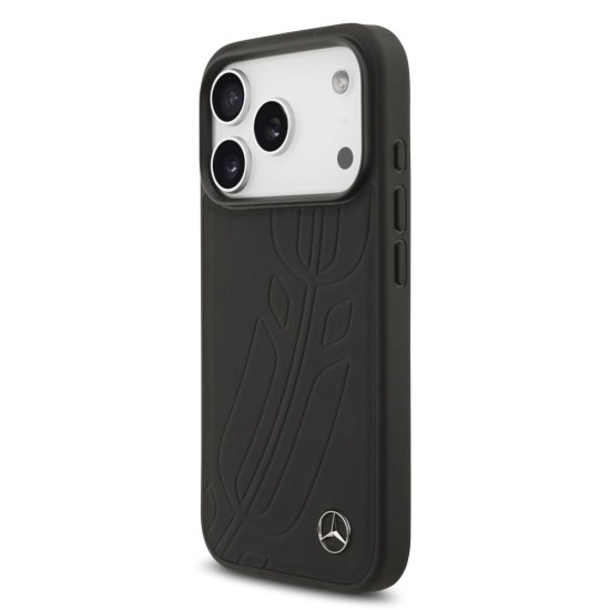 Husa Mercedes Large Leather Lauer Leaves MagSafe pentru iPhone 17 Pro, Neagra (Bakr, MEHMP17L25ROOLK) by www.silkase.ro