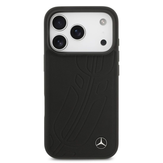 Husa Mercedes Large Leather Lauer Leaves MagSafe pentru iPhone 17 Pro, Neagra (Bakr, MEHMP17L25ROOLK) by www.silkase.ro