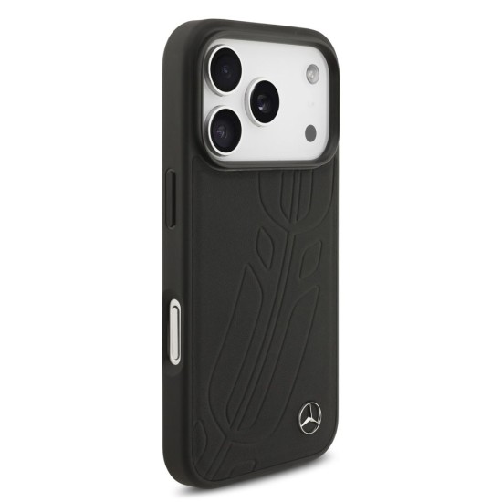 Husa Mercedes Large Leather Lauer Leaves MagSafe pentru iPhone 17 Pro, Neagra (Bakr, MEHMP17L25ROOLK) by www.silkase.ro