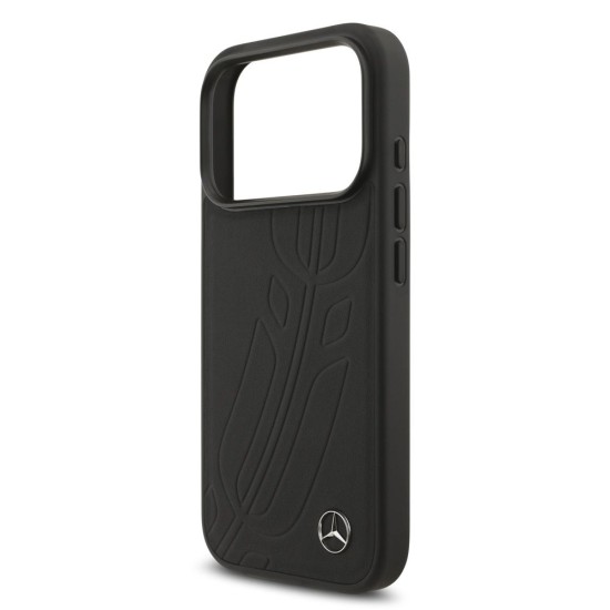 Husa Mercedes Large Leather Lauer Leaves MagSafe pentru iPhone 17 Pro, Neagra (Bakr, MEHMP17L25ROOLK) by www.silkase.ro