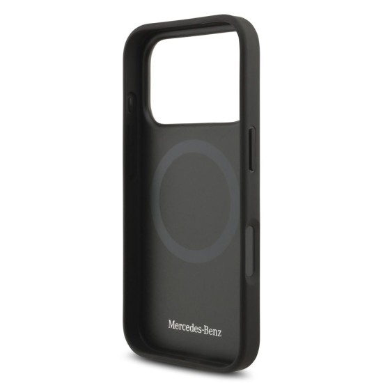 Husa Mercedes Large Leather Lauer Leaves MagSafe pentru iPhone 17 Pro, Neagra (Bakr, MEHMP17L25ROOLK) by www.silkase.ro