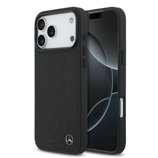 Husa Mercedes Large Leather Lauer Leaves MagSafe pentru iPhone 17 Pro Max, Neagra (Bakr, MEHMP17X25ROOLK) by www.silkase.ro