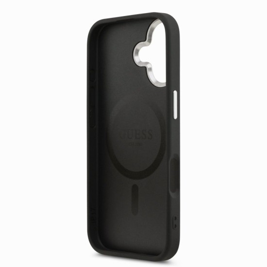 Husa Guess PU Leather Triangle Logo MagSafe pentru iPhone 17, Neagra (Bakr, GUHMP17SPSDTSCMK) by www.silkase.ro