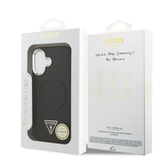 Husa Guess PU Leather Triangle Logo MagSafe pentru iPhone 17, Neagra (Bakr, GUHMP17SPSDTSCMK) by www.silkase.ro