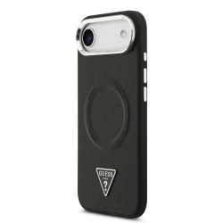 Husa Guess PU Leather Triangle Logo MagSafe pentru iPhone Air, Neagra