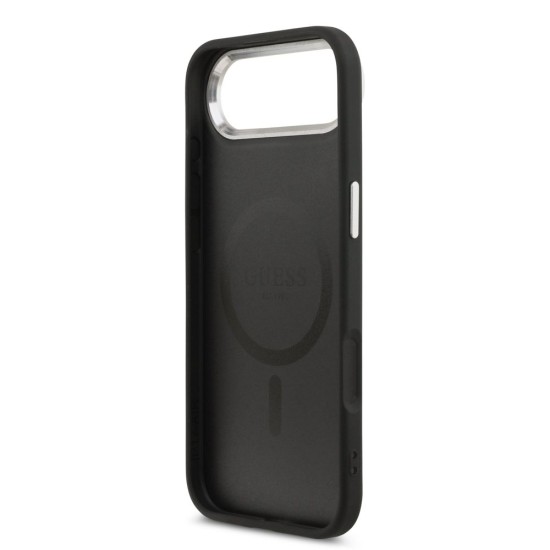 Husa Guess PU Leather Triangle Logo MagSafe pentru iPhone Air, Neagra (Bakr, GUHMP17MPSDTSCMK) by www.silkase.ro