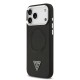 Husa Guess PU Leather Triangle Logo MagSafe pentru iPhone 17 Pro, Neagra (Bakr, GUHMP17LPSDTSCMK) by www.silkase.ro