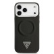 Husa Guess PU Leather Triangle Logo MagSafe pentru iPhone 17 Pro, Neagra (Bakr, GUHMP17LPSDTSCMK) by www.silkase.ro