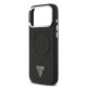 Husa Guess PU Leather Triangle Logo MagSafe pentru iPhone 17 Pro, Neagra (Bakr, GUHMP17LPSDTSCMK) by www.silkase.ro
