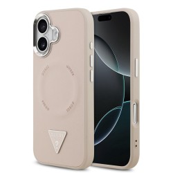 Husa Guess PU Leather Triangle Logo MagSafe pentru iPhone 17, Roz