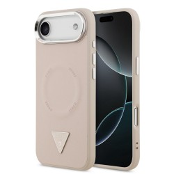 Husa Guess PU Leather Triangle Logo MagSafe pentru iPhone Air, Roz