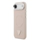 Husa Guess PU Leather Triangle Logo MagSafe pentru iPhone Air, Roz (Bakr, GUHMP17MPSDTSCMP) by www.silkase.ro