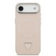 Husa Guess PU Leather Triangle Logo MagSafe pentru iPhone Air, Roz (Bakr, GUHMP17MPSDTSCMP) by www.silkase.ro