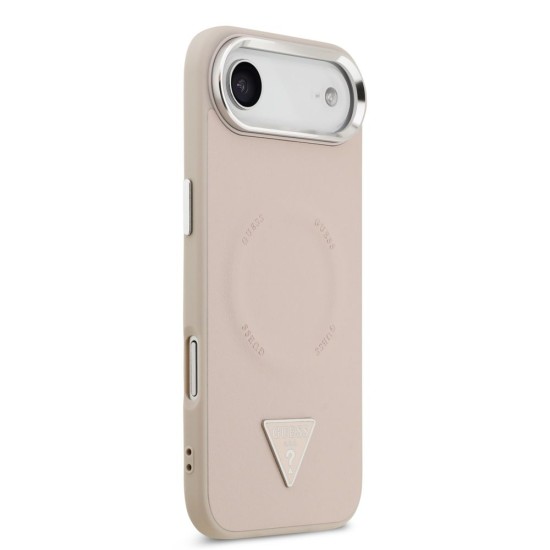 Husa Guess PU Leather Triangle Logo MagSafe pentru iPhone Air, Roz (Bakr, GUHMP17MPSDTSCMP) by www.silkase.ro