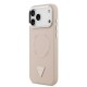 Husa Guess PU Leather Triangle Logo MagSafe pentru iPhone 17 Pro, Roz (Bakr, GUHMP17LPSDTSCMP) by www.silkase.ro