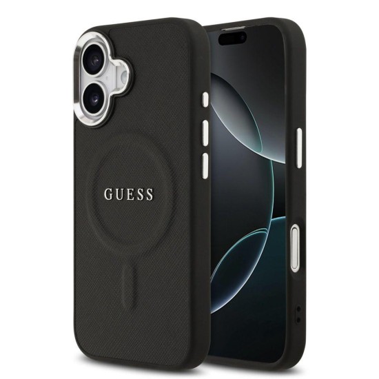 Husa Guess PU Saffiano MagSafe pentru iPhone 17, Neagra (Bakr, GUHMP17SPSAREGSK) by www.silkase.ro