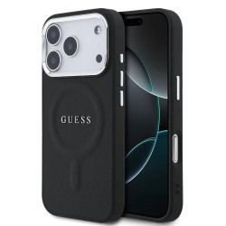 Husa Guess PU Saffiano MagSafe pentru iPhone 17 Pro, Neagra
