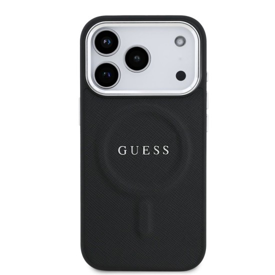 Husa Guess PU Saffiano MagSafe pentru iPhone 17 Pro, Neagra (Bakr, GUHMP17LPSAREGSK) by www.silkase.ro