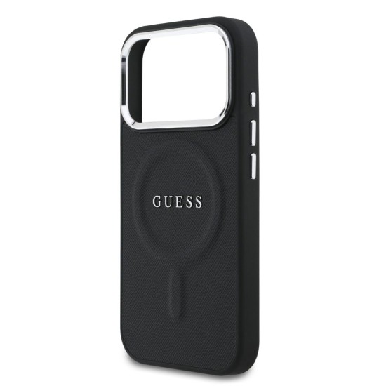 Husa Guess PU Saffiano MagSafe pentru iPhone 17 Pro, Neagra (Bakr, GUHMP17LPSAREGSK) by www.silkase.ro