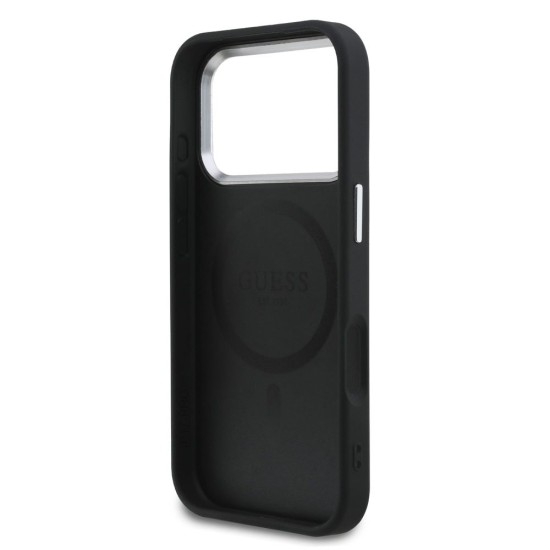 Husa Guess PU Saffiano MagSafe pentru iPhone 17 Pro, Neagra (Bakr, GUHMP17LPSAREGSK) by www.silkase.ro