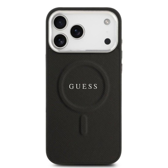 Husa Guess PU Saffiano MagSafe pentru iPhone 17 Pro Max, Neagra (Bakr, GUHMP17XPSAREGSK) by www.silkase.ro