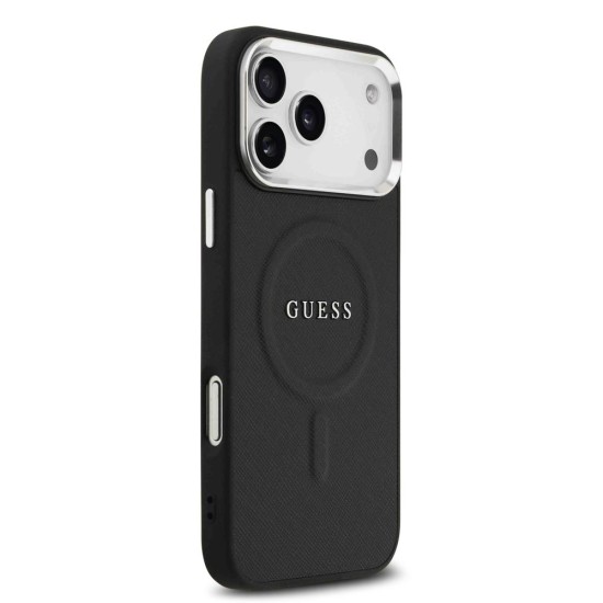 Husa Guess PU Saffiano MagSafe pentru iPhone 17 Pro Max, Neagra (Bakr, GUHMP17XPSAREGSK) by www.silkase.ro