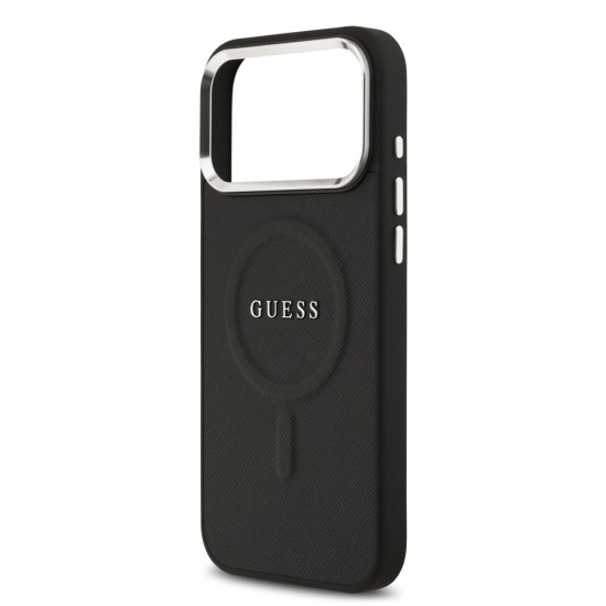 Husa Guess PU Saffiano MagSafe pentru iPhone 17 Pro Max, Neagra (Bakr, GUHMP17XPSAREGSK) by www.silkase.ro