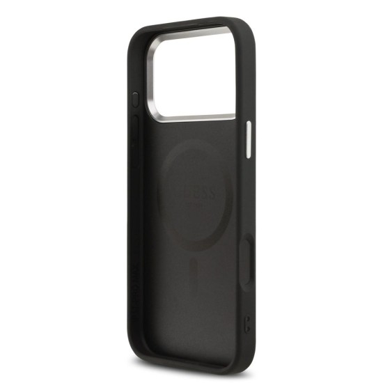 Husa Guess PU Saffiano MagSafe pentru iPhone 17 Pro Max, Neagra (Bakr, GUHMP17XPSAREGSK) by www.silkase.ro