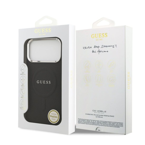 Husa Guess PU Saffiano MagSafe pentru iPhone 17 Pro Max, Neagra (Bakr, GUHMP17XPSAREGSK) by www.silkase.ro
