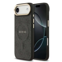 Husa Guess PU Leather 4G Gold Frame MagSafe pentru iPhone Air, Neagra