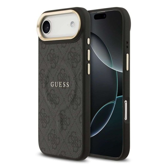Husa Guess PU Leather 4G Gold Frame MagSafe pentru iPhone Air, Neagra (Bakr, GUHMP17MP4MSEGCK) by www.silkase.ro