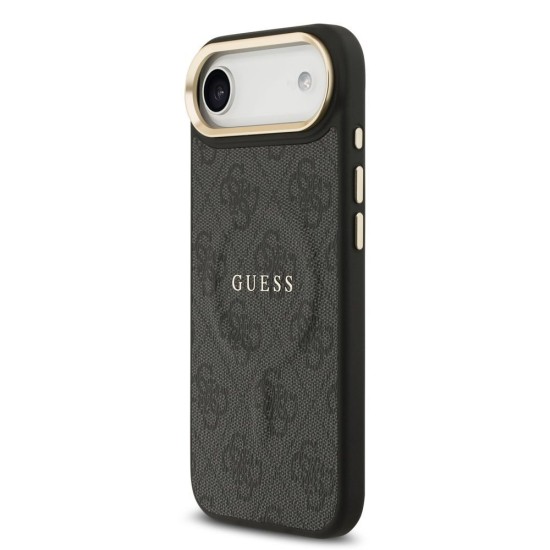 Husa Guess PU Leather 4G Gold Frame MagSafe pentru iPhone Air, Neagra (Bakr, GUHMP17MP4MSEGCK) by www.silkase.ro
