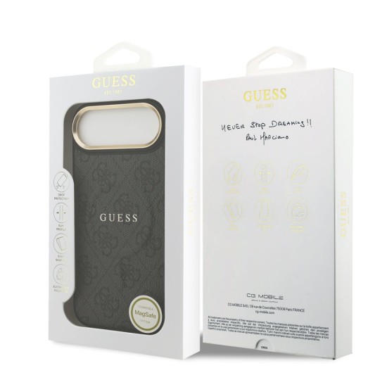 Husa Guess PU Leather 4G Gold Frame MagSafe pentru iPhone Air, Neagra (Bakr, GUHMP17MP4MSEGCK) by www.silkase.ro