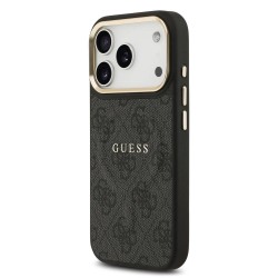 Husa Guess PU Leather 4G Gold Frame MagSafe pentru iPhone 17 Pro, Neagra Husa Guess PU Leather 4G Gold Frame MagSafe pentru iPhone 17 Pro, Neagra