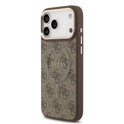 Husa Guess PU Leather 4G Gold Frame MagSafe pentru iPhone 17 Pro Max, Maro Husa Guess PU Leather 4G Gold Frame MagSafe pentru iPhone 17 Pro Max, Maro