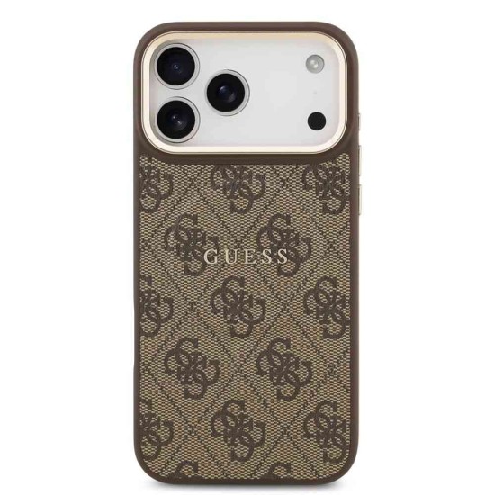 Husa Guess PU Leather 4G Gold Frame MagSafe pentru iPhone 17 Pro Max, Maro Husa Guess PU Leather 4G Gold Frame MagSafe pentru iPhone 17 Pro Max, Maro (Bakr, GUHMP17XP4MSEGCW) by www.silkase.ro