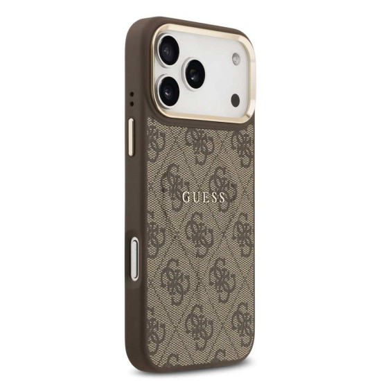 Husa Guess PU Leather 4G Gold Frame MagSafe pentru iPhone 17 Pro Max, Maro Husa Guess PU Leather 4G Gold Frame MagSafe pentru iPhone 17 Pro Max, Maro (Bakr, GUHMP17XP4MSEGCW) by www.silkase.ro