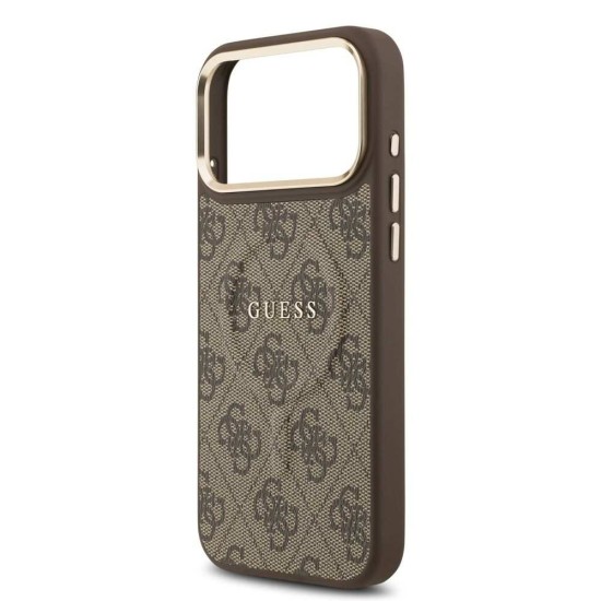 Husa Guess PU Leather 4G Gold Frame MagSafe pentru iPhone 17 Pro Max, Maro Husa Guess PU Leather 4G Gold Frame MagSafe pentru iPhone 17 Pro Max, Maro (Bakr, GUHMP17XP4MSEGCW) by www.silkase.ro