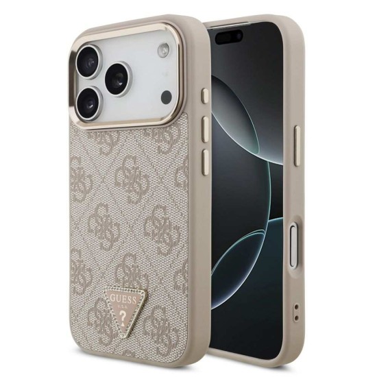 Husa Guess PU Leather 4G Strass Triangle Logo Gold Frame MagSafe pentru iPhone 17 Pro, Roz Husa Guess PU Leather 4G Strass Triangle Logo Gold Frame MagSafe pentru iPhone 17 Pro, Roz (Bakr, GUHMP17LP4GTDGMP) by www.silkase.ro