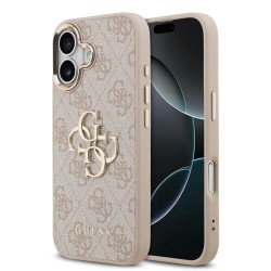 Husa Guess PU Leather 4G Metal Logo Gold Frame pentru iPhone 17, Roz