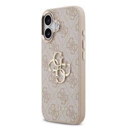 Husa Guess PU Leather 4G Metal Logo Gold Frame pentru iPhone 17, Roz