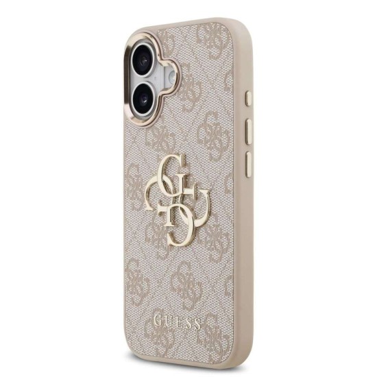 Husa Guess PU Leather 4G Metal Logo Gold Frame pentru iPhone 17, Roz (Bakr, GUHCP17S4GMGCPI) by www.silkase.ro
