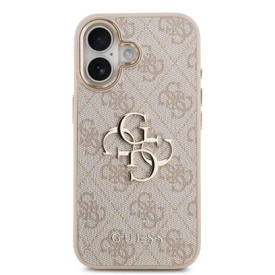 Husa Guess PU Leather 4G Metal Logo Gold Frame pentru iPhone 17, Roz (Bakr, GUHCP17S4GMGCPI) by www.silkase.ro
