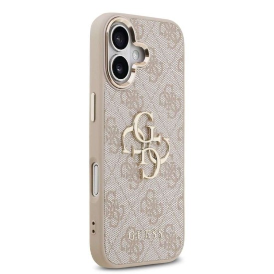 Husa Guess PU Leather 4G Metal Logo Gold Frame pentru iPhone 17, Roz (Bakr, GUHCP17S4GMGCPI) by www.silkase.ro