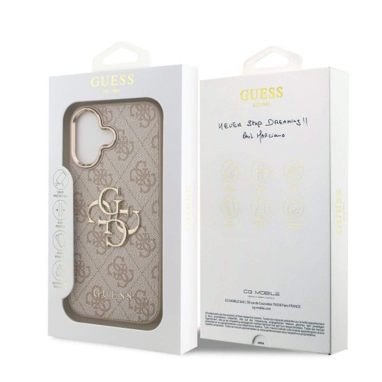 Husa Guess PU Leather 4G Metal Logo Gold Frame pentru iPhone 17, Roz (Bakr, GUHCP17S4GMGCPI) by www.silkase.ro