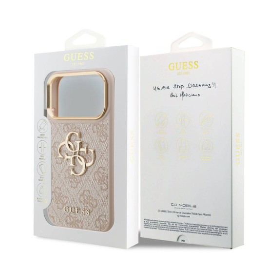 Husa Guess PU Leather 4G Metal Logo Gold Frame pentru iPhone 17 Pro, Roz Husa Guess PU Leather 4G Metal Logo Gold Frame pentru iPhone 17 Pro, Roz (Bakr, GUHCP17L4GMGCPI) by www.silkase.ro